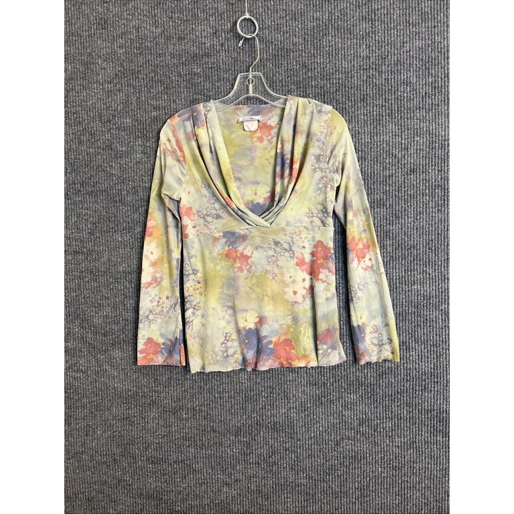 Vintage Love Amour Womens Babydooll Blouse Size Small Abstract Floral Y2K Mesh